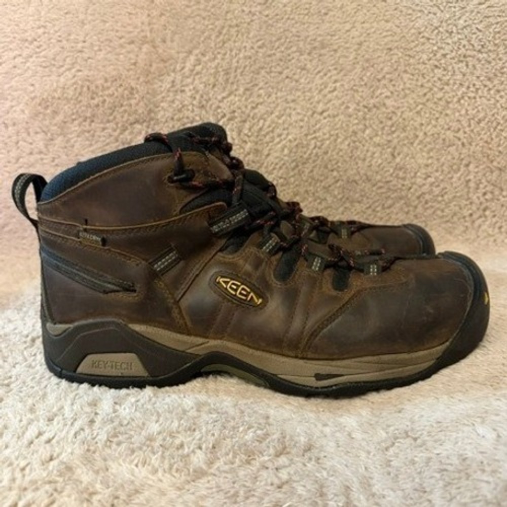 Keen Utility Lansing Mid Steel Toe Waterproof Work Boots Mens 13EE Brown Leather